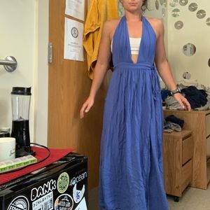 Lulus Blue Wrap Backless Maxi Dress